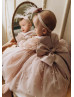 Blush Pink Pearl Embellished Tulle Flower Girl Dress Baby Girl Dress